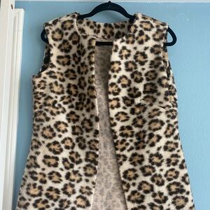 Custom made , animal print faux far vest , M/S size depending on your body shape